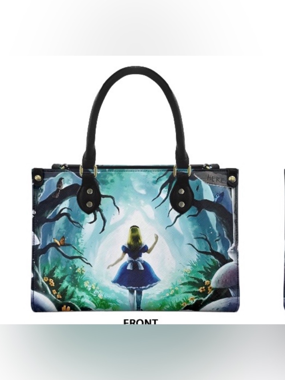 Alice-Inspired Blue Storybook Tote Bag with Black Handles (Reserved for Summer)